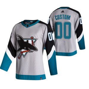 Kinder San Jose Sharks Eishockey Trikot 2021 Reverse Retro Special Edition Authentic Grau Benutzerdefinierte